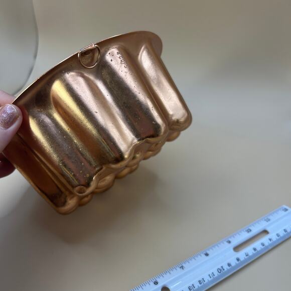 Vintage Mirro Copper Tone Aluminum Jello Cake Mold 6" Diameter Wall Decor - Picture 8 of 10